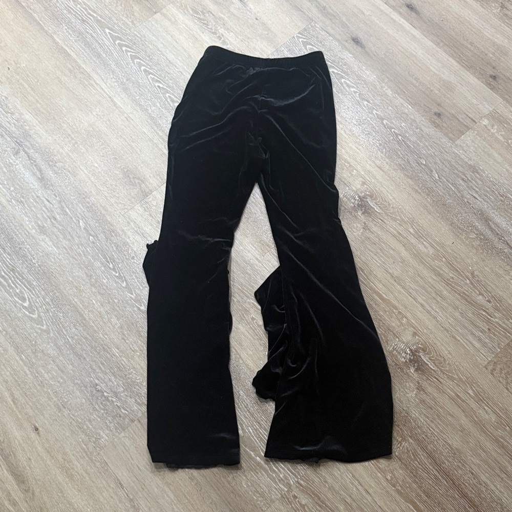 Velvet and lace ruffle trim flare bell bottoms - Picture 3 of 4